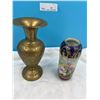 Image 1 : Two Antique Brass Vases 9" & Brass Lady Bell