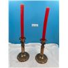 Image 1 : Set of Ornate Brass Candlesticks 10"H