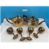 Image 1 : Copper/Brass Teapot & Kettle  W/ four brass Goblets