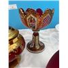 Image 4 : Red Bohemian Glass Vase 12"H & Red Bohemian Sweet Dish 9"H w/Brass Candy dish+ more!