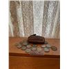 Image 1 : Leather Vintage Coin Purse With Antique Assorted 70s`80s Mexican Pesos