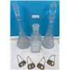 Image 1 : Three Liquor Decanters 17H & 12H & Liquor Bottle Labels