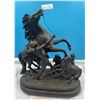 Image 1 : Collectible Antique Cast Metal Sculpture of Horse & Rider