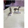 Image 1 : 2 Brass Horses 3D 6W 6H On Marble Pedestals One Horse Leg Is Damaged