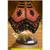 Image 3 : Victorian Style Lamp Shade With Beaded Tassels With Elephant Base 18H