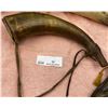 Image 3 : 2 Hand Carved Vintage Powered Horns With Flask
