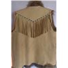 Image 2 : Handmade Vintage Fringed Leather Vest Fits like Woman Medium or Mens small Tan