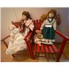 Image 1 : Antique collectible Porcelain Dolls with miniature Lounge Chair