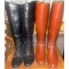 Image 1 : Vintage Tall Black & Brown Leather Riding Boots size 8.5 x 2