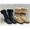 Image 1 : 2 Pairs Of Boots - Approximately Size 38 Knee High Lace Up Moccasin