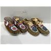 Image 2 : Two Pairs of Antique Handmade Beaded and Leather Plateau Moccasins approx small to medium