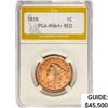 Image 1 : 1818 Coronet Head Large Cent PGA MS64+ RED