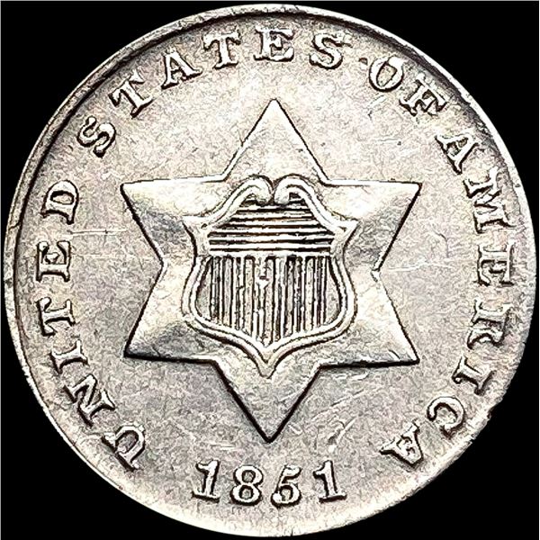 1851 Silver Three Cent UNCIRCULATED