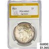 Image 1 : 1921 Silver Peace Dollar PGA MS63 High Relief