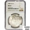 Image 1 : 1883-CC Morgan Silver Dollar NGC MS63