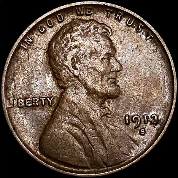 1913-S Wheat Cent CLOSELY UNCIRCULATED