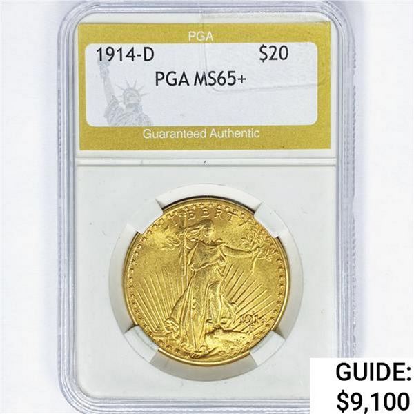 1914-D $20 Gold Double Eagle PGA MS65+