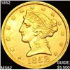 Image 1 : 1852 $5 Gold Half Eagle UNCIRCULATED