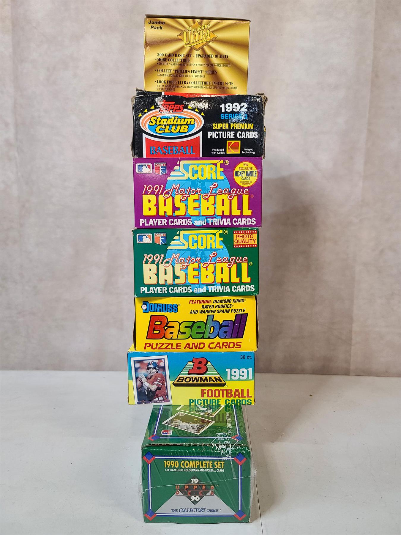 Lot of 7 Mostly Sealed Trading Card Boxes Bosley Auctioneers