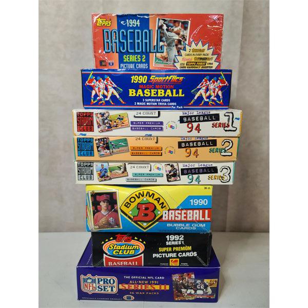 Lot of 8 Mostly Sealed Trading Card Boxes Bosley Auctioneers