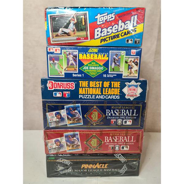 Lot of 6 Sealed Baseball Trading Card Boxes in Plastic Bosley Auctioneers