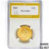 Image 1 : 1881 $10 Gold Eagle PGA MS61