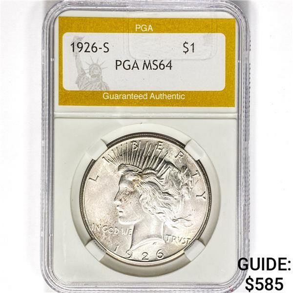 1926-S Silver Peace Dollar PGA MS64