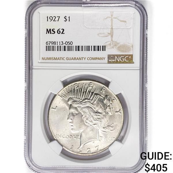1927 Silver Peace Dollar NGC MS62