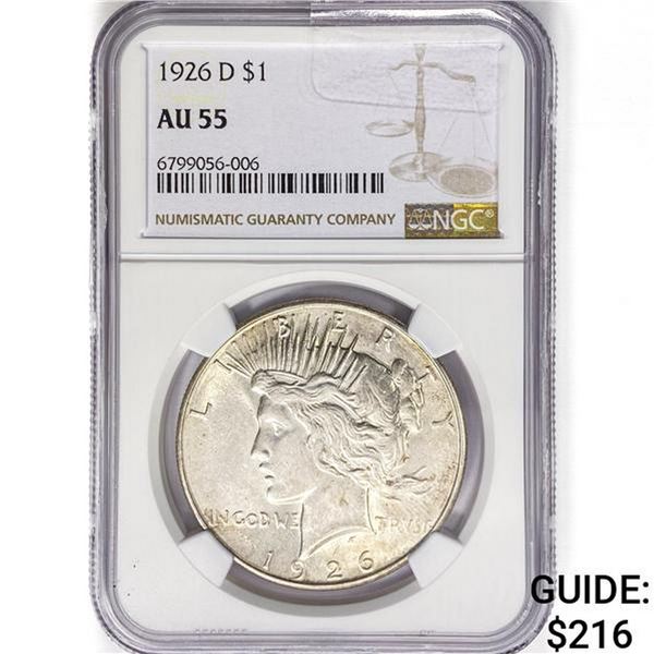 1926-D Silver Peace Dollar NGC AU55