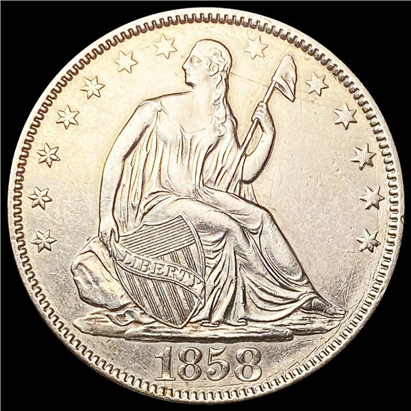 1858 Seated Liberty Half Dollar CHOICE AU