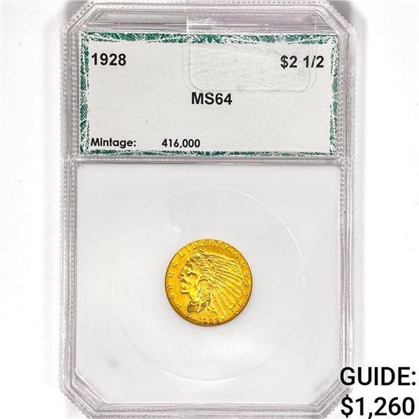 1928 $2.50 Gold Quarter Eagle PCI MS64