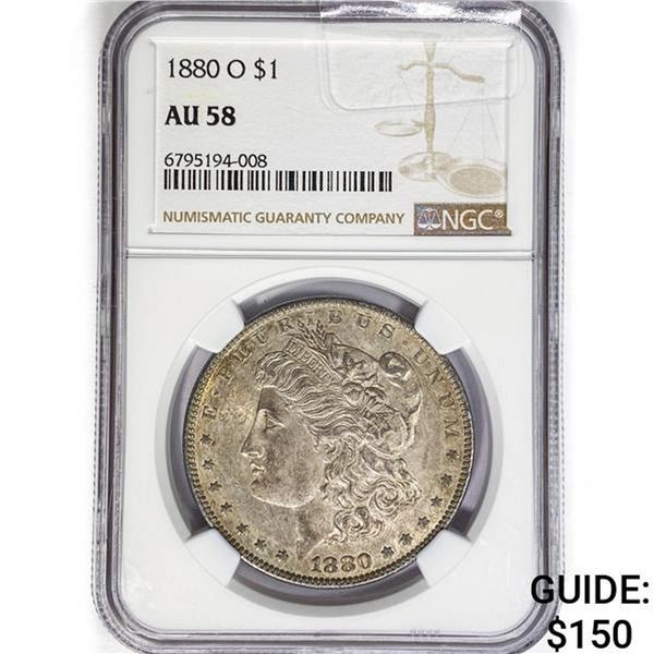 1880-O Morgan Silver Dollar NGC AU58