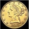 Image 1 : 1901 $5 Gold Half Eagle UNCIRCULATED