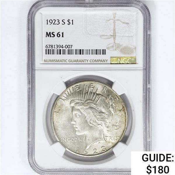 1923-S Silver Peace Dollar NGC MS61