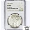 Image 1 : 1923-D Silver Peace Dollar NGC MS60