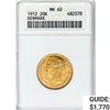 Image 1 : 1912 20K 8.96g Denmark Gold ANACS MS62