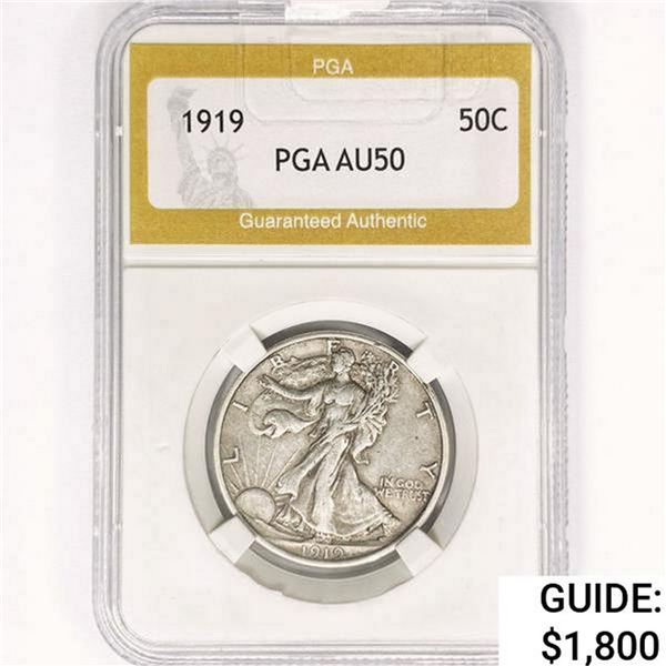 1919 Walking Liberty Half Dollar PGA AU50