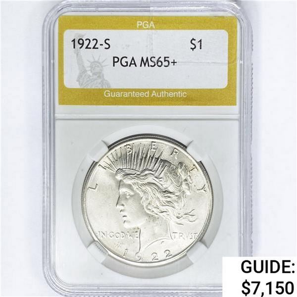 1922-S Silver Peace Dollar PGA MS65+