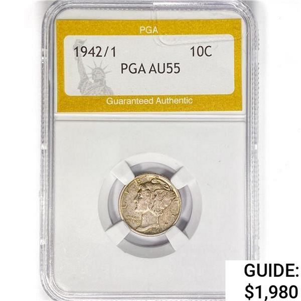 1942/1 Mercury Silver Dime PGA AU55