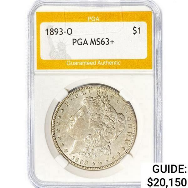 1893-O Morgan Silver Dollar PGA MS63+