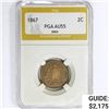Image 1 : 1867 Two Cent Piece PGA AU55 DDO