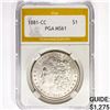 Image 1 : 1881-CC Morgan Silver Dollar PGA MS61