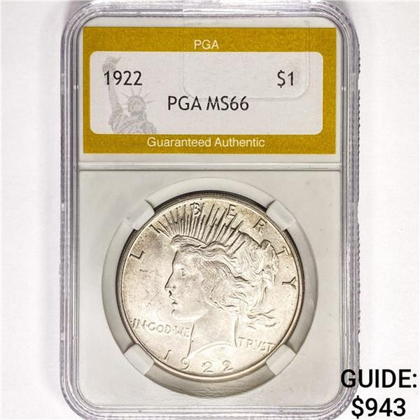 1922 Silver Peace Dollar PGA MS66