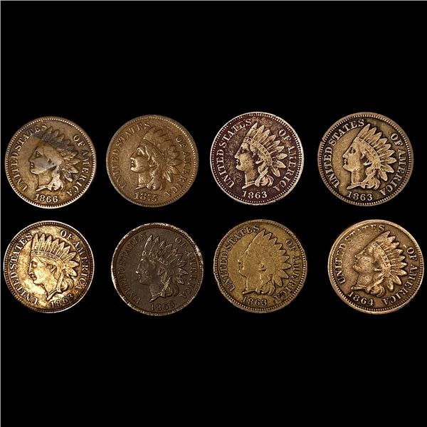[8] Indian Head Cents [[5] 1863, 1864, 1866, 1875]