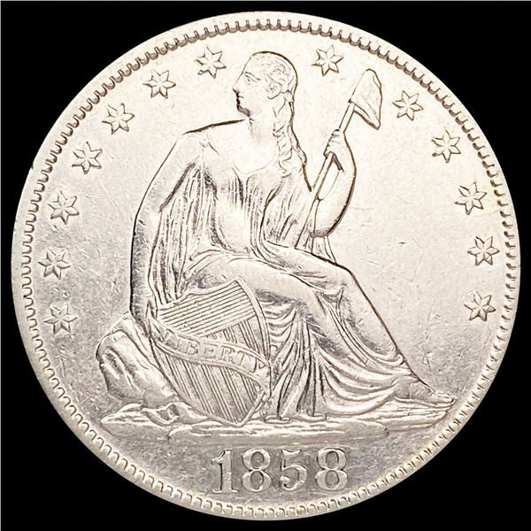 1858-O Seated Liberty Half Dollar CLOSELY UNCIRCUL
