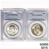Image 1 : (2) 1948 Franklin SILV Half Dollars PCGS MS64 FBL