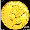 Image 1 : 1874 $3 Gold Piece GEM BU