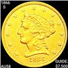 1866-S $2.50 Gold Quarter Eagle CHOICE AU