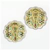 Image 5 : Estate 18k Gold Emerald Ruby Diamond Daisy Flower Large Colorful Button Earrings