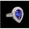 Image 1 : 3.30 ctw Tanzanite and Diamond Ring - 14KT White Gold